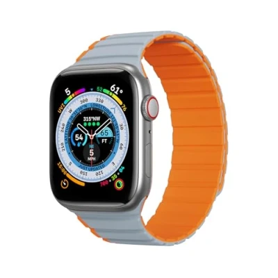 Afbeelding van Magnetische Apple Watch SE, 8, 7, 6, 5, 4, 3, 2, 1 (41, 40, 38 mm) Dux Ducis band (LD versie) grijsoranje