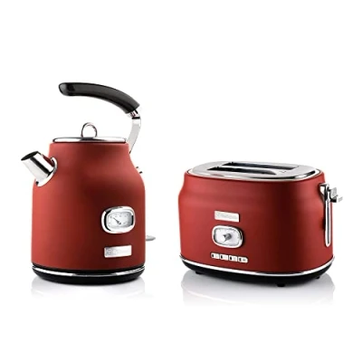 Afbeelding van Westinghouse Retro Waterkoker + Broodrooster 2 Sleuven Rood
