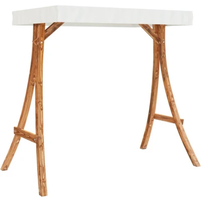 Afbeelding van vidaXL Schommelframe met crèmekleur dak gebogen hout teakafwerking