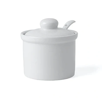 Afbeelding van Holst Porzellan AT 216 FA1 blik 0,17 l &quot;vat&quot; met lepel, wit, 8,5 x 6,5 cm