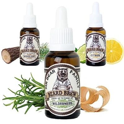 Afbeelding van Natural Beard Oil for Men Scented Moisturiser Contains Hydrating Jojoba + Argan Nourishing Mens Softener Healthier Hair Growt (Wilderness,30ml)