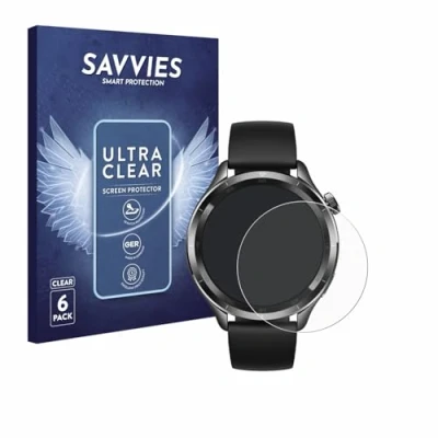 Afbeelding van Savvies Screenprotector voor Xiaomi Watch S4 Folie Beschermfolie transparant (6 Stuks)