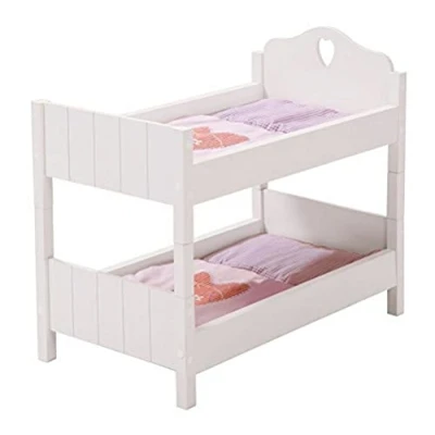Afbeelding van roba Poppenstapelbed uit poppenmeubelserie &quot;Fienchen&quot;, poppenbed deelbaar, wit gelakt, poppenaccessoires incl. textiel uitvoering