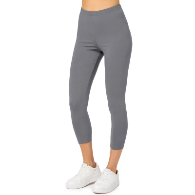 Afbeelding van Merry Style MS MS10 199 LE Dames Capri Leggings Sport Vrijetijdsbroek 3/4 Lengte Katoen Sporbroek Yogabroek Grijs L