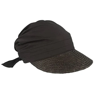 Afbeelding van Seeberger Zonnehoed voor dames, stro/stoffen cap, effen, bruin (taupe 0086), One size