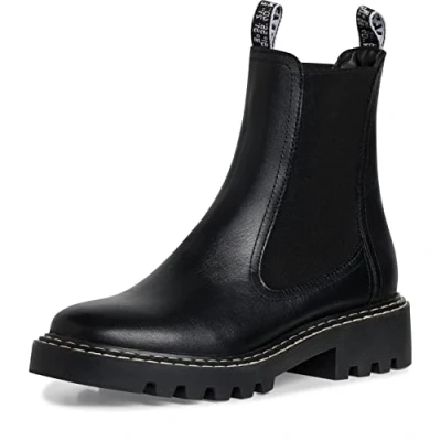 Afbeelding van Tamaris DAMES Enkellaarzen, Vrouwen Enkellaarsjes,verwisselbaar voetbed,laarzen,halve laarzen,bootie,plat,BLACK,38 EU