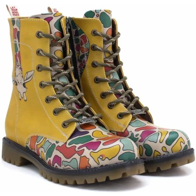 Afbeelding van GOBY Funny Giraffe Enkellaarsjes Damesboots Handgemaakt Premium Kwaliteit Maat 37