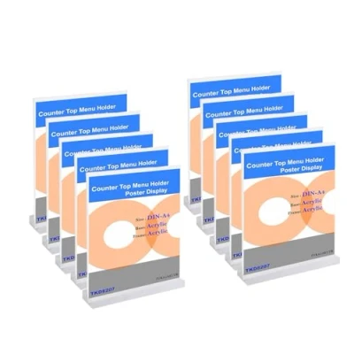 Afbeelding van TUKA i AKUT 10x Acryl Folderhouder T Type met Voet, A4 Staand Tafelblad, Horeca Kantoren Tentoonstelling Folderstandaard Dubbelzijdig Display Transparante Acrylvoet, TKD8207