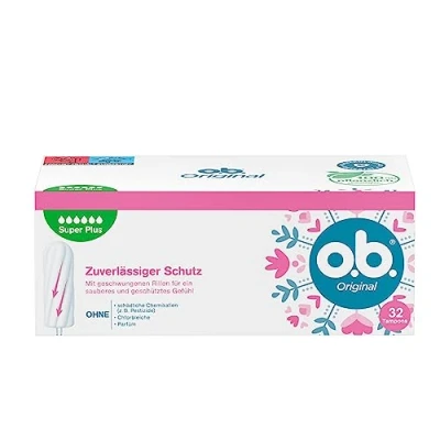 Afbeelding van o.b. Originele Super Plus (32 stuks), tampons voor zeer sterke dagen, StayDry technologie en gebogen groeven, betrouwbare bescherming een schoon gevoel tijdens de menstruatie