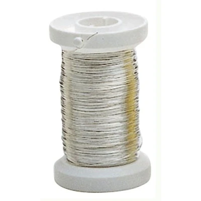 Afbeelding van GLOREX 6 2220 109 Zilverdraad met koperen kern verzilverd, 0,4 mm x 40 m op rol, voor handwerk, het knopen van bloemstukken en kransen of maken sieraden