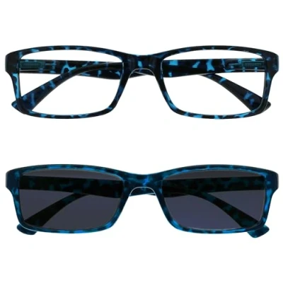 Afbeelding van The Reading Glasses Leesbril, blauw, schubben, met UV400, zonneklezer, dubbele verpakking, mannen/vrouwen, RS92 3 +2,00