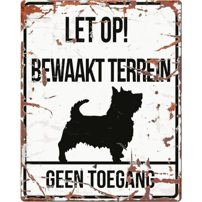 Afbeelding van D&amp;d Home Waakbord Hond Warning Sign Square Terrier N 20x25cm Wit 1st