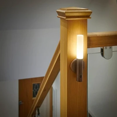 Afbeelding van Smart LED Sensor Wandlamp Draagbaar Oplaadbaar Nachtlampje Indoor Gebruik Magnetische Basis van Auraglow (1 Pack, Walnoot Hout)