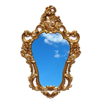 Afbeelding van Barok wandspiegel goud antieke spiegel badkamerspiegel 50x76cm Prunkspiegel ovale