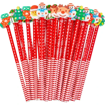 Afbeelding van THE TWIDDLERS 50 Potloden met Kerstthema en Leuke Gummen voor Kinderen School, Kinderfeestjes, Adventskalender, Verjaardagen, Cadeautjes, Uitdeelcadeautjes, Traktaties