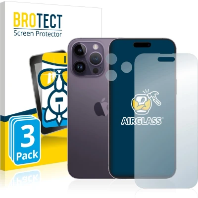 Afbeelding van BROTECT Screenprotector voor Apple iPhone 14 Pro Max (Voor+Camera) Folie Beschermfolie Beschermglas transparant (3 Stuks)