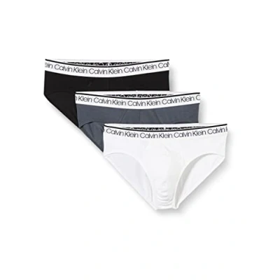 Afbeelding van Calvin Klein Heren 3 Pack Slips Hip Slip PK met Stretch, Zwart/Wit/Turbulentie, S
