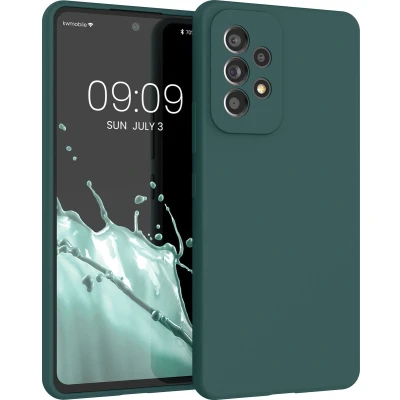 Afbeelding van kwmobile telefoonhoesje geschikt voor Samsung Galaxy A53 5G Hoesje met siliconen coating Smartphone case in blauwgroen