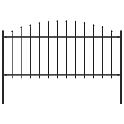 Afbeelding van Tuinhek met speren bovenkant (0,5 0,75)x1,7 m staal zwart