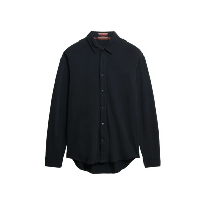 Afbeelding van Superdry Mannen Vintage Destroy Piqué Overhemd met Lange Mouwen Blauw Grootte: Xxl