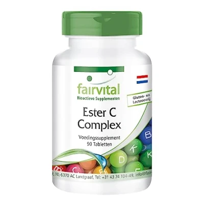 Afbeelding van Fairvital Ester C 500mg vitamine complex met bioflavanoïden HOOG GEDOSEERD &amp; VEGAN gebufferde 90 tabletten maagvriendelijk
