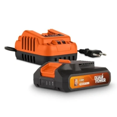 Afbeelding van Dual Power batterij &amp; lader set POWDP90620 20V, 2.0Ah voor 20V toestellen 2A 2x20V accu&#039;s batterijplatform
