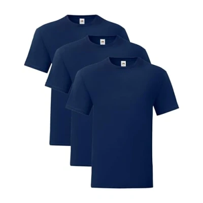 Afbeelding van Fruit of the Loom Iconic t heren shirt multipack maat S 5XL, kleur: Retro koningsblauw gemêleerd, maat: 3XL, 3XL