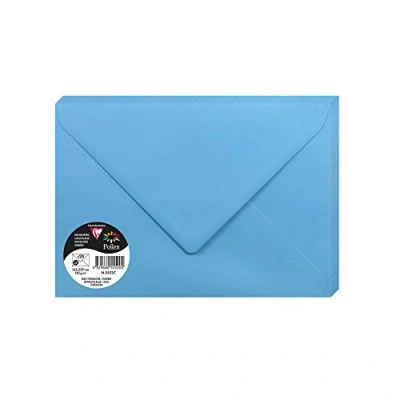 Afbeelding van Clairefontaine 5552C verpakking met 20 enveloppen pollen, formaat C5, 162 x 229 mm, 120 g, ideaal voor correspondentie en uitnodigingen, Caribisch blauw, 1