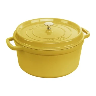 Afbeelding van STAUB Geëmailleerde gietijzeren stoofpan met deksel, voor alle warmtebronnen, inclusief inductie, 4 tot 5 personen, rond, 26 cm, l, 5,7 kg, citroen