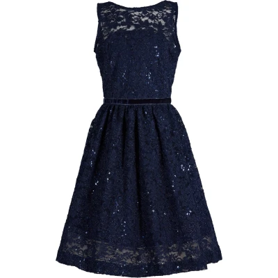 Afbeelding van La V Elegante kant jurk met mouwloze Donkerblauw 140