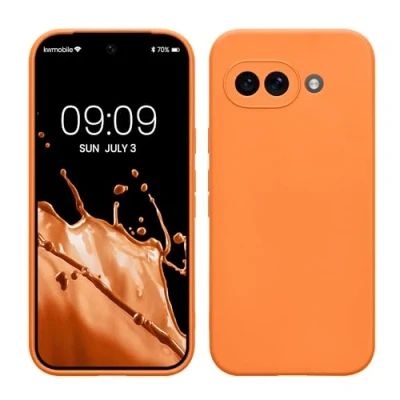 Afbeelding van kwmobile telefoonhoesje geschikt voor Google Pixel 9a Hoesje smartphone Precisie camera uitsnede In fruitig oranje