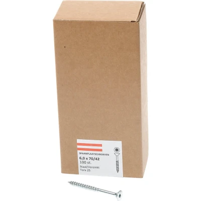 Afbeelding van Spaanplaatschroef verzinkt platverzonken kop TX25 deeldraad 6.0X70/42 (per 100 stuks)