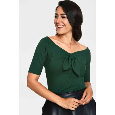 Afbeelding van Voodoo Vixen Anika Tie Front Top 4XL Groen