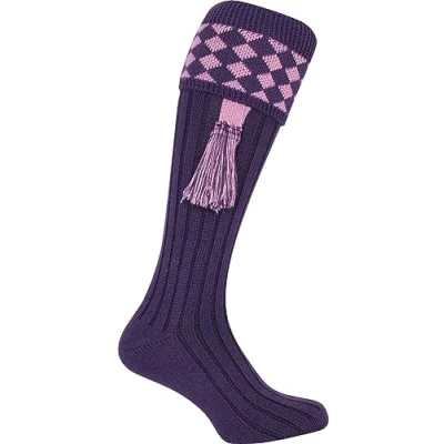 Afbeelding van JACK PYKE Harlequin Jagerskousen met kousenbanden paars/mauve
