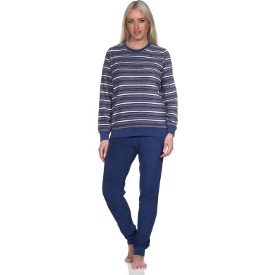Afbeelding van Normann Prachtige badstof pyjama met lange mouwen en manchetten, Navy1, 44 46