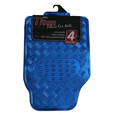 Afbeelding van JVL 01 693 Titan Automattenset in metallic, met rubberen achterkant, blauw, 4 delig