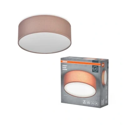 Afbeelding van OSRAM ORBIS PARIS plafondlamp 300mm, bruin, E27 fitting, combineerbaar met slimme lamp, hoge kwaliteit, modern design, stoffen kap, geschikt voor binnengebruik, rond, IP20