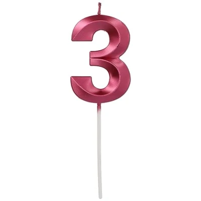 Afbeelding van Folat Kaars cijfer 3 glamour roze metallic 7 cm