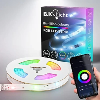 Afbeelding van B.K.Licht LED strip Wifi RGBIC Strip, 5 m, mit App Steuerung (1 stuk)