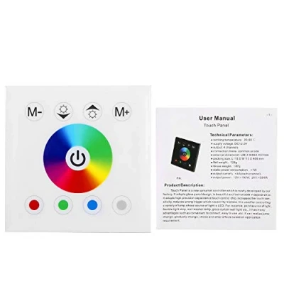 Afbeelding van RGB Touch Panel Wandmontage LED Strip Controller en Afstandsbediening met DC 12 24V Voor RGB/RGBW/RGB + CCT Kleur Veranderende Light(wit)