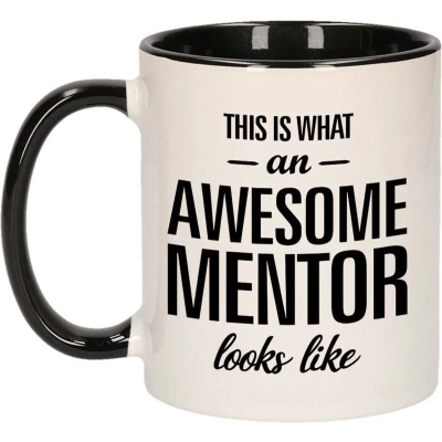 Afbeelding van Awesome mentor / Geweldige mok beker zwart wit 300 ml Cadeau mokken feest