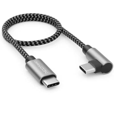 Afbeelding van deleyCON 0,30m USB C Kabel 1x 90 Schuine PD3.0 (60W Snel Opladen) Korte 30cm naar Oplaadkabel voor iPhone 16 15 Pro Max Samsung S24 S23 S22 Pixel iPad MacBook Air Tablets Switch PS5