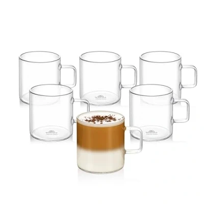 Afbeelding van Wilmax Theeglazen en koffieglazen met handvat, set van 6, 200 ml, glazen voor warme koude dranken, koffiemok, glühweingglazen, sapglazen, waterglazen, kopjes, vaatwasmachinebestendig