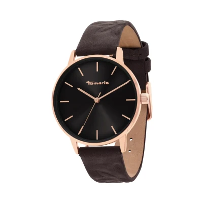 Afbeelding van Tamaris Stamped Flowers Horloge, Dames, Maat: One Size, Dunkelbraun