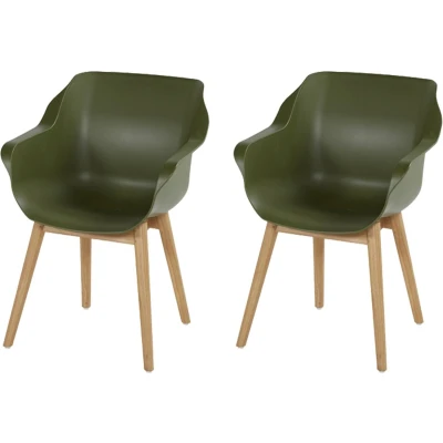 Afbeelding van Tuinstoel Hartman Sophie Studio Teak Armchair Natural Moss Green (set van 2)