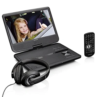 Afbeelding van Lenco DVP 1010BK Portable 10&quot; DVD speler met USB hoofdtelefoon ophangbeugel Black