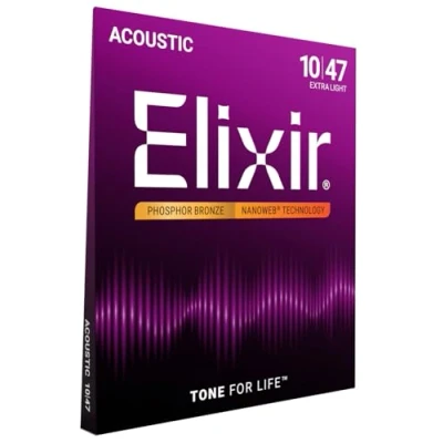 Afbeelding van Elixir Nanoweb gecoat 16002 10 47 fosfor brons akoestische gitaar snaren extra licht (2 PACKS)