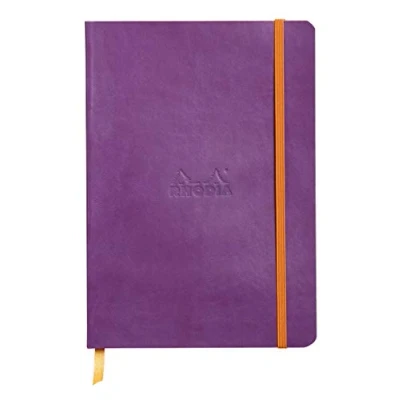 Afbeelding van Rhodiarama flexibles Notizbuch A5 80 Blatt Dot Lineatur, violett 90g, mit Gummizugverschluss
