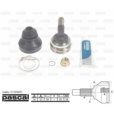 Afbeelding van Homokineet reparatie set, aandrijfas PASCAL G12056PC