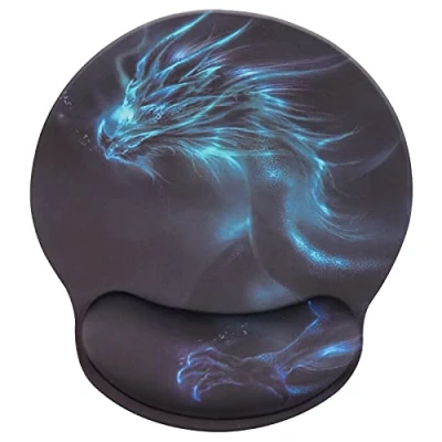 Afbeelding van Polssteunmat, ergonomische muismat met traagschuim, antislip rubberen muis polssteun voor werkend gamen dragon002